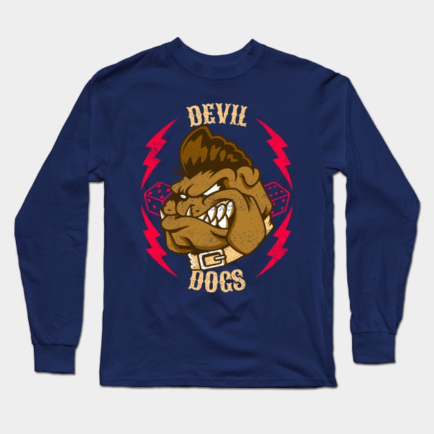 Cool Vintage "Devil Dogs" Rockabilly Long Sleeve T-Shirt by TOXiK TWINS